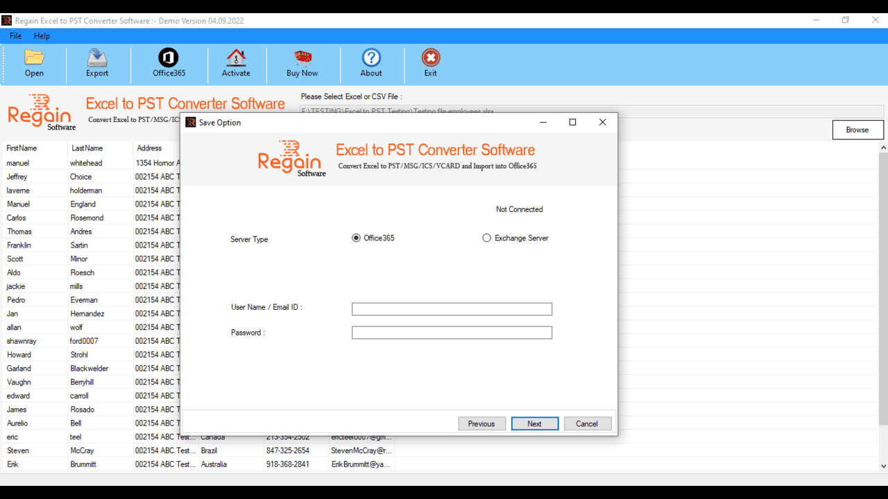 Snapshot 5 of Regain for CSV to vCard Converter