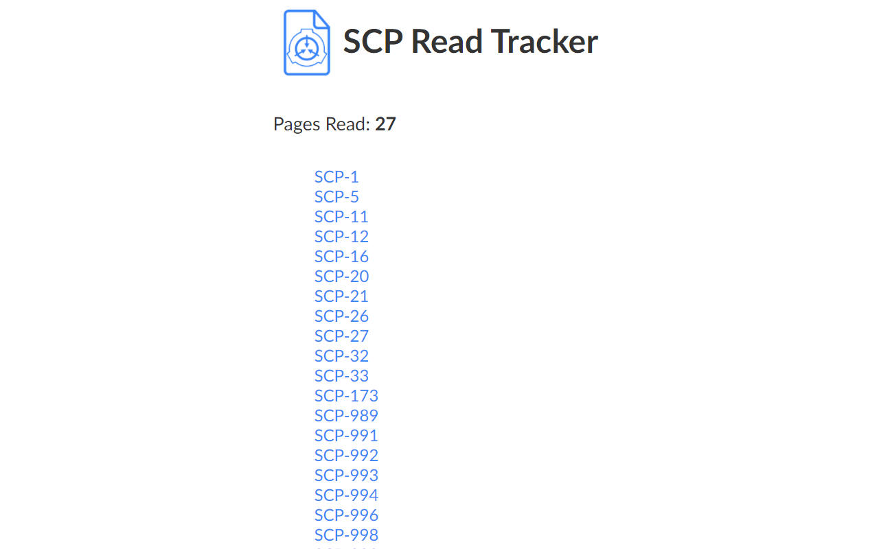 SCP Read Tracker