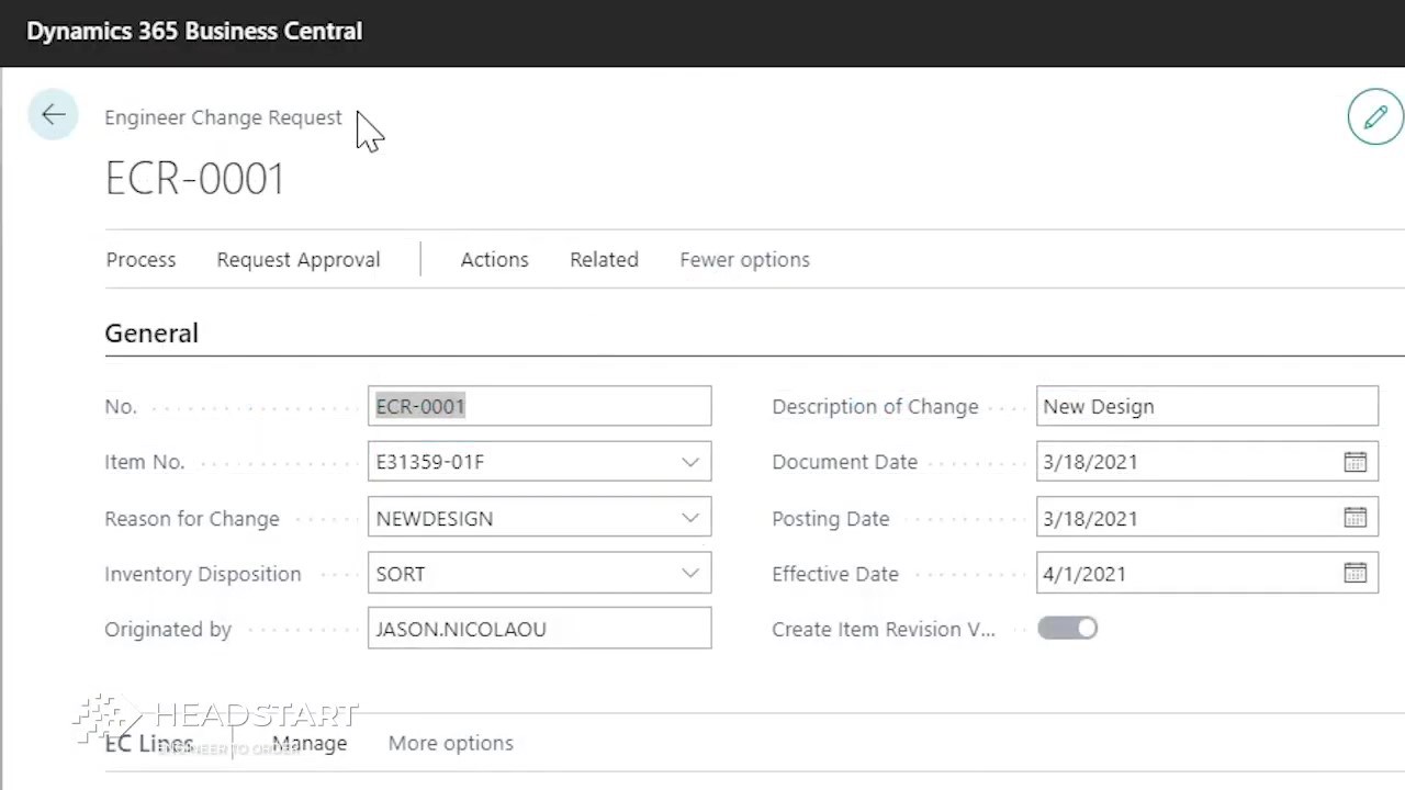 Snapshot 2 of D365 BC HEADSTART for Engineer-to-Order: 10Wk Impl