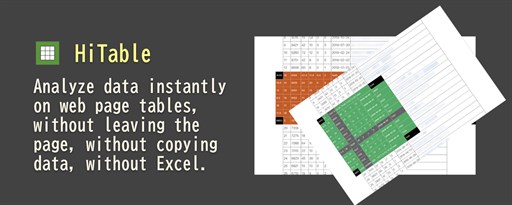 HiTable: Instant Analysis of Web Page Table Data marquee promo image