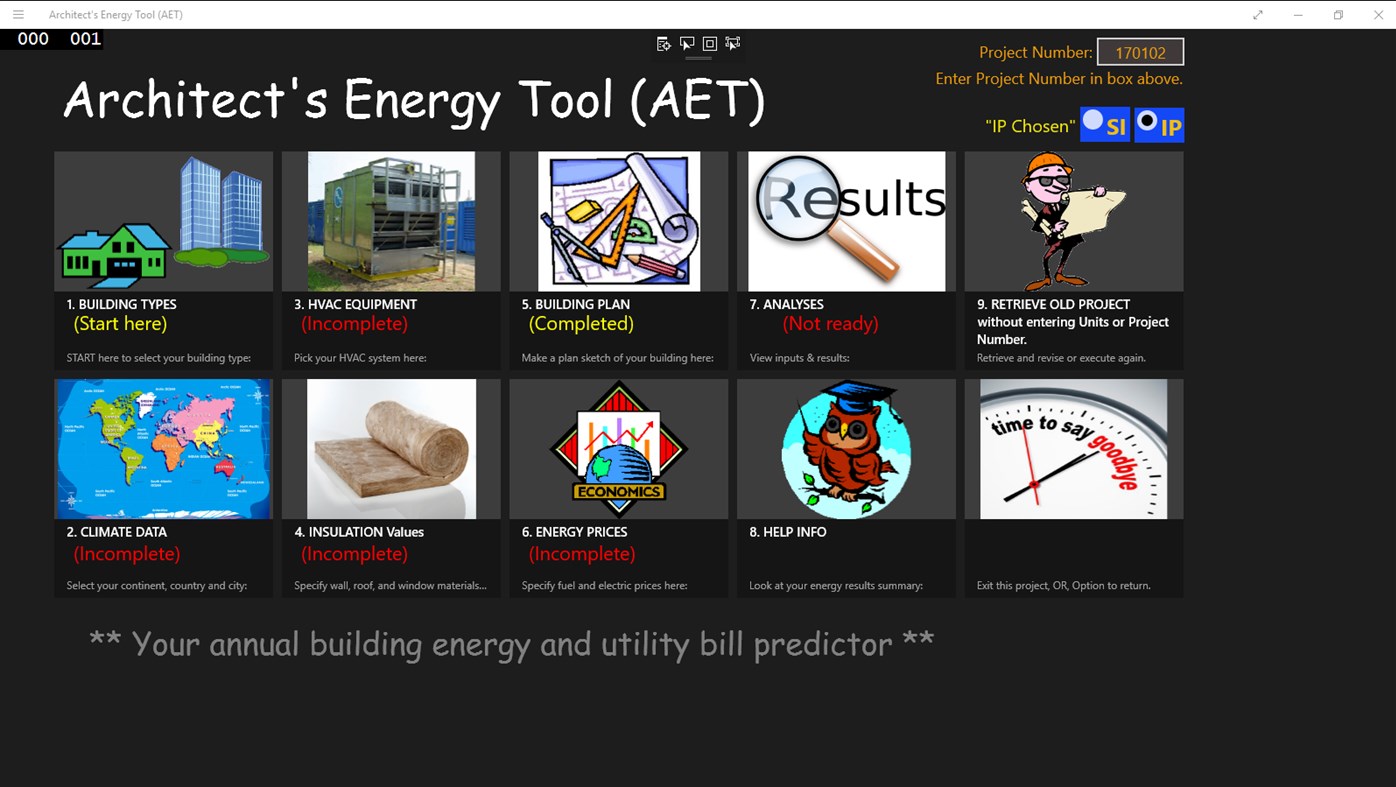 #1. Architect's Energy Tool (AET) (Windows) Podle: DEGapps