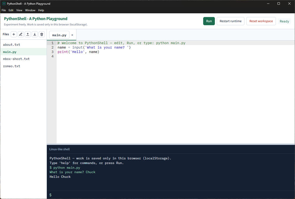 PythonShell (Windows) Door: Dr. Chuck