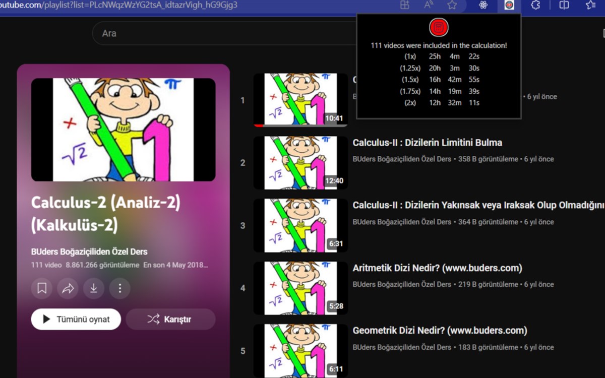 Playlist Duration for Youtube - Complemento de edge