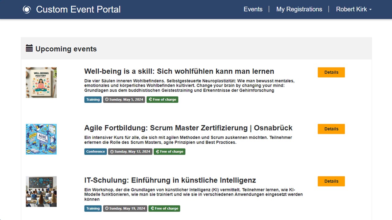 Snapshot 1 of Custom Event Portal - Solution Offer