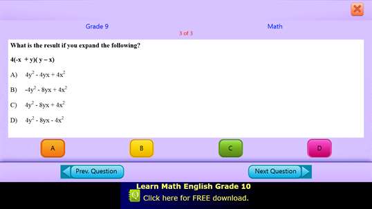 QVprep Lite Math English Grade 9 screenshot 7