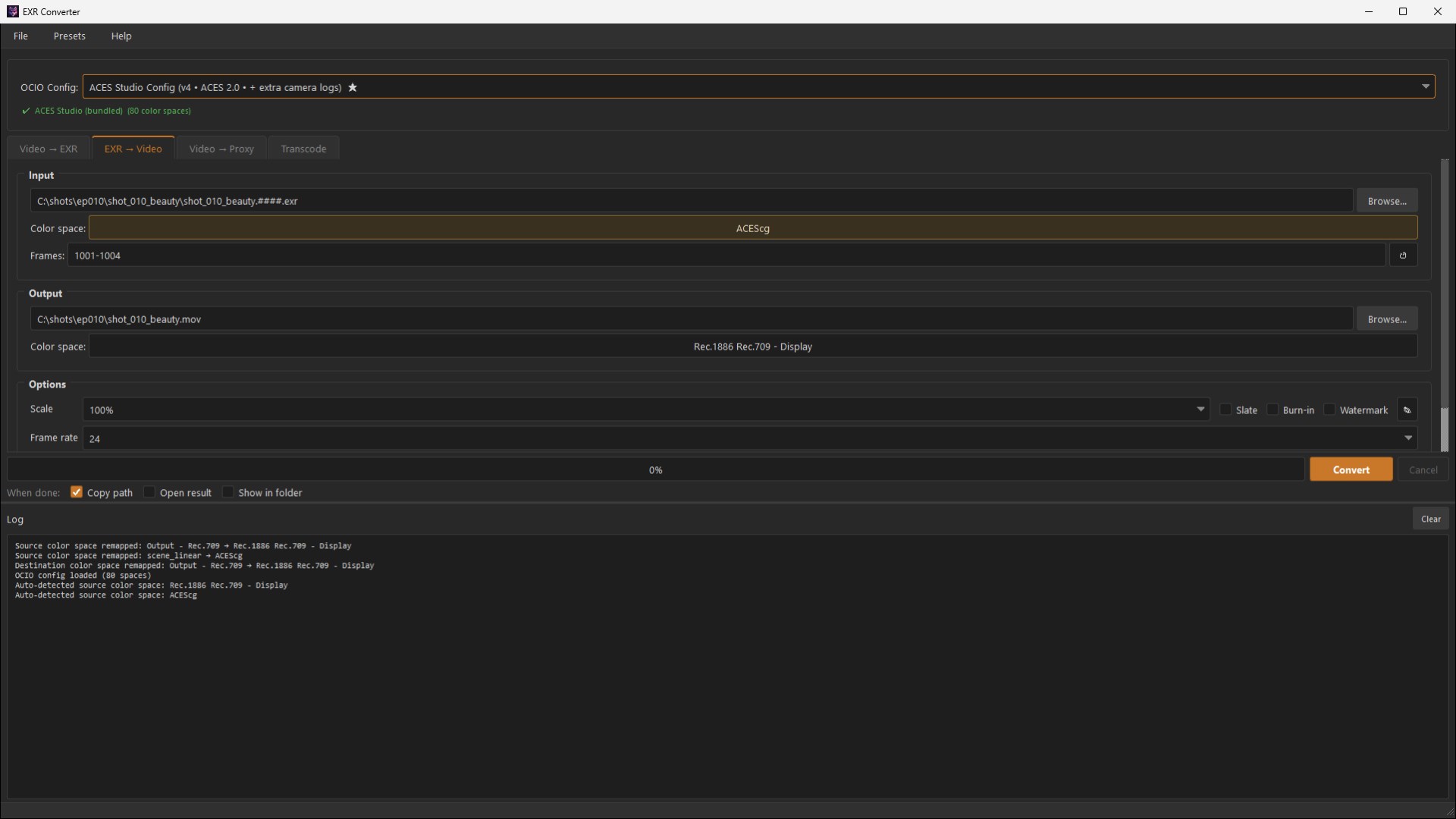 EXR Converter screenshot