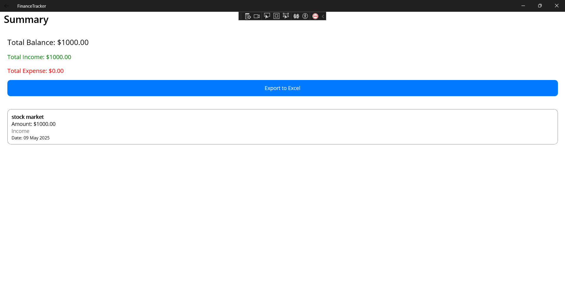 My Finance Tracker screenshot