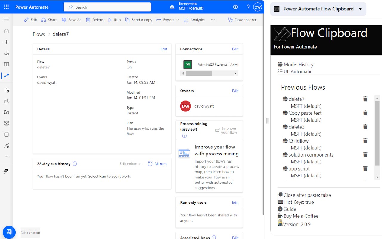 Power Automate Flow Clipboard