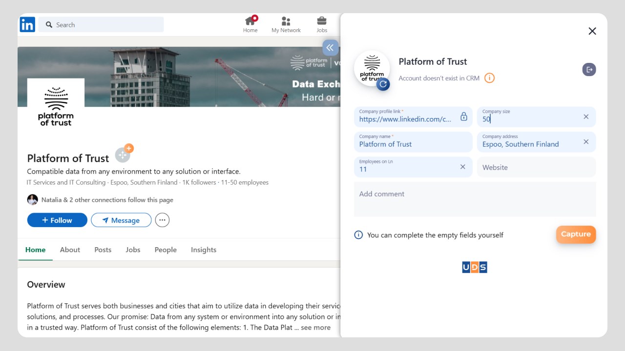 Snapshot 4 of UDS LinkedIn Scraper for D365 (Fields)