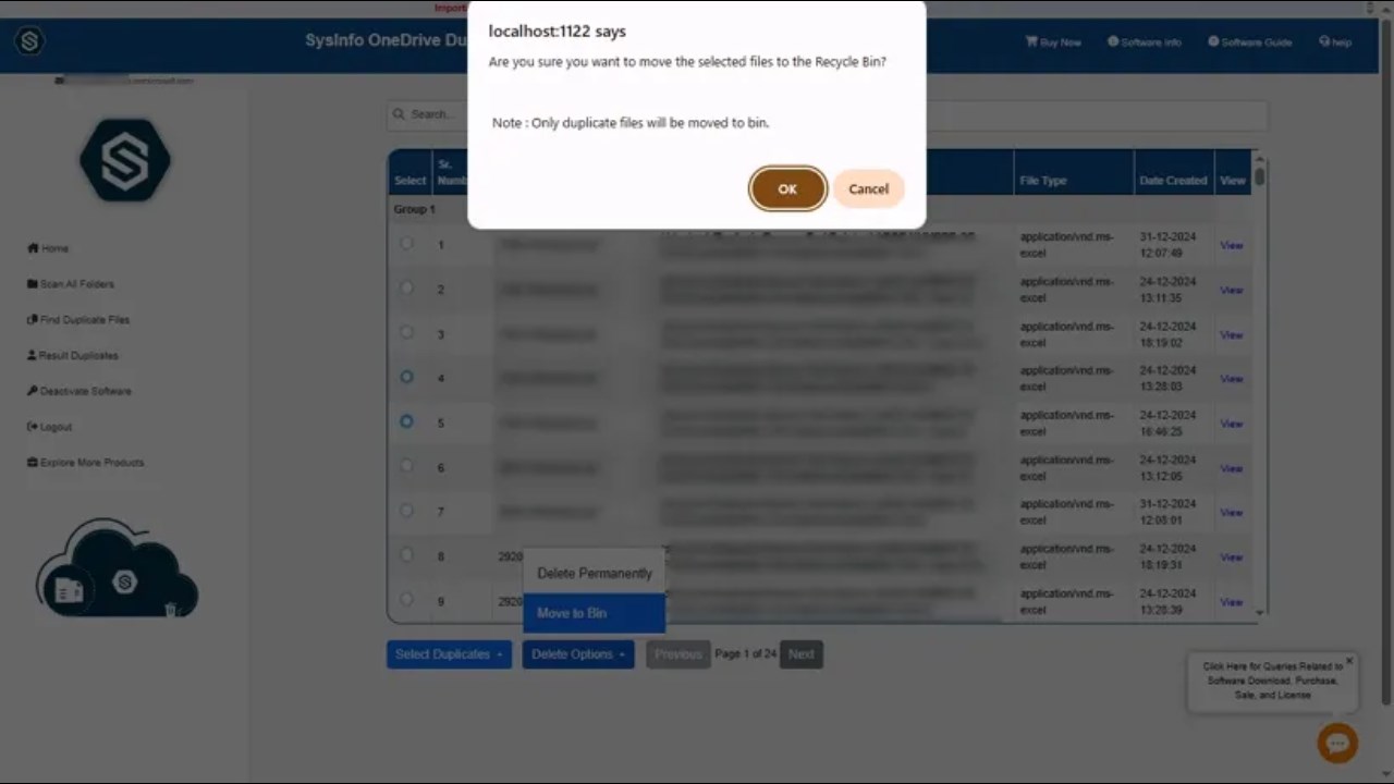 Snapshot 5 of Sysinfo OneDrive Duplicate File Finder Tool