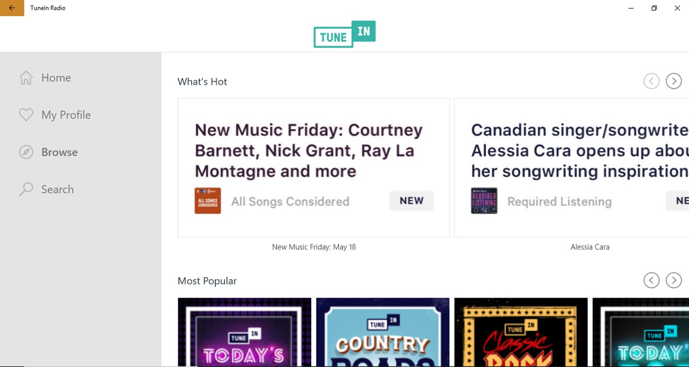 #2. TuneIn Radio (Windows) Por: TuneIn