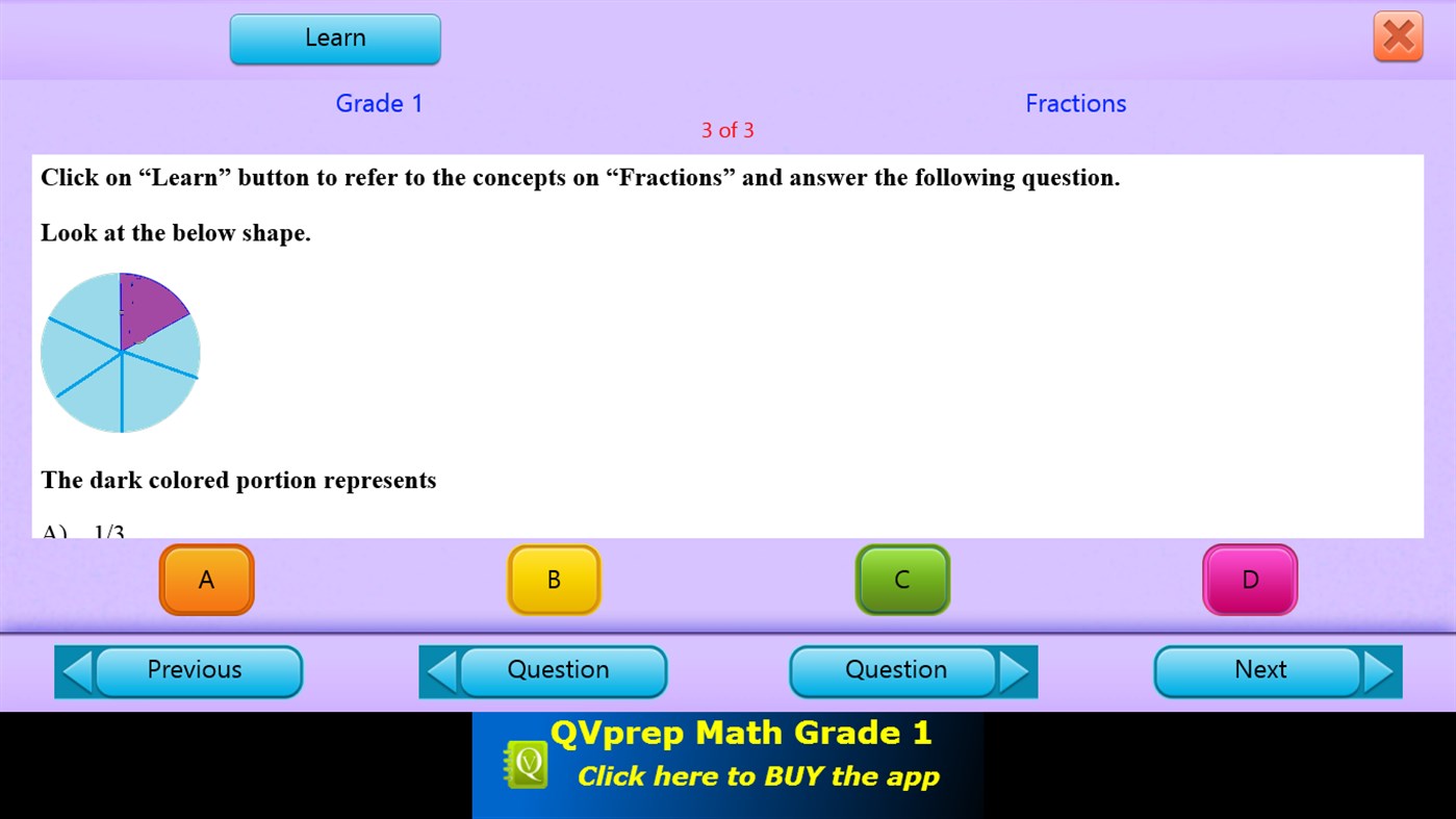 #5. QVprep Lite Learn Math Grade 1 (Windows) By: PJP Consulting LLC