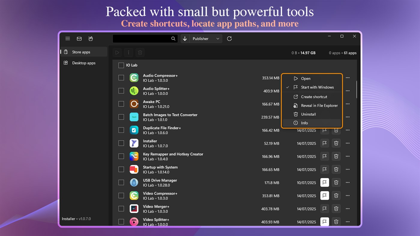 #5. Installer – Batch Uninstall, Startup & App Manager (Windows) Podle: IO Lab