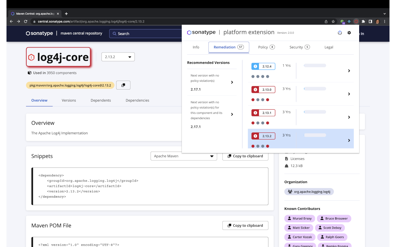 Sonatype Platform Browser Extension