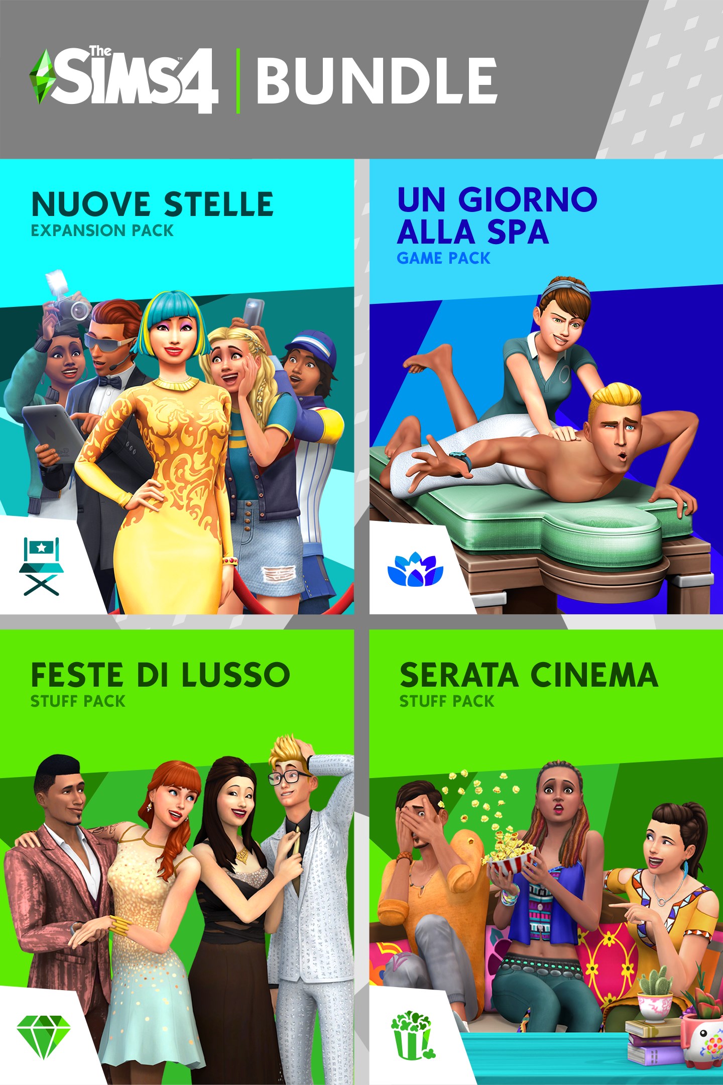 The Sims™ 4 Live Lavishly Bundle - Get Famous, Spa Day, Luxury Party Stuff, Movie Hangout Stuff | Xbox | Chiave | Privato