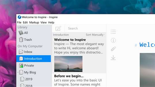 Inspire — Minimalist Markdown Editor for Notes and Distraction-free Writing screenshot 3