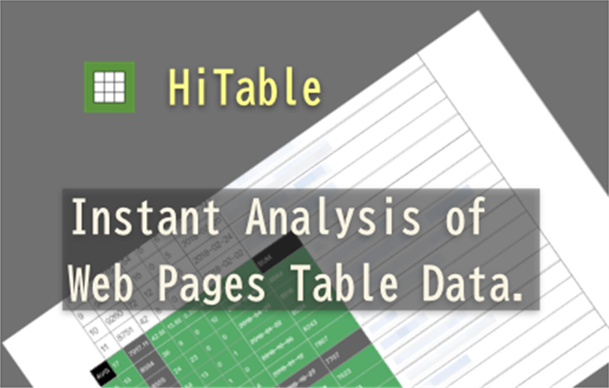 HiTable: Instant Analysis of Web Page Table Data