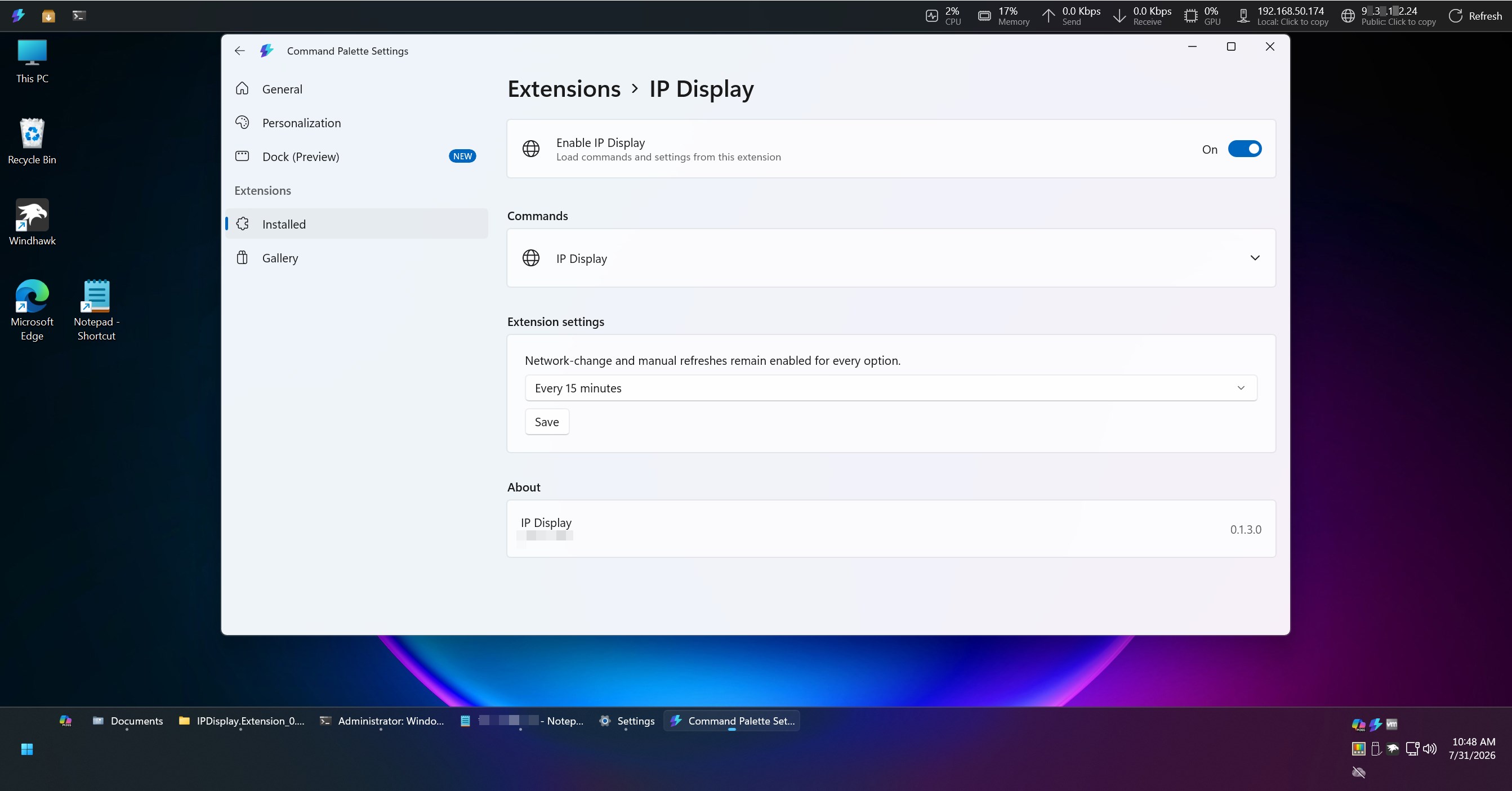 IP Display screenshot