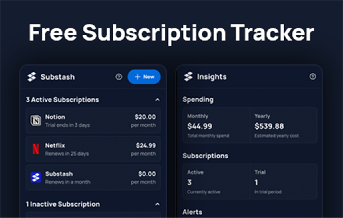Free Subscription Tracker | Substash
