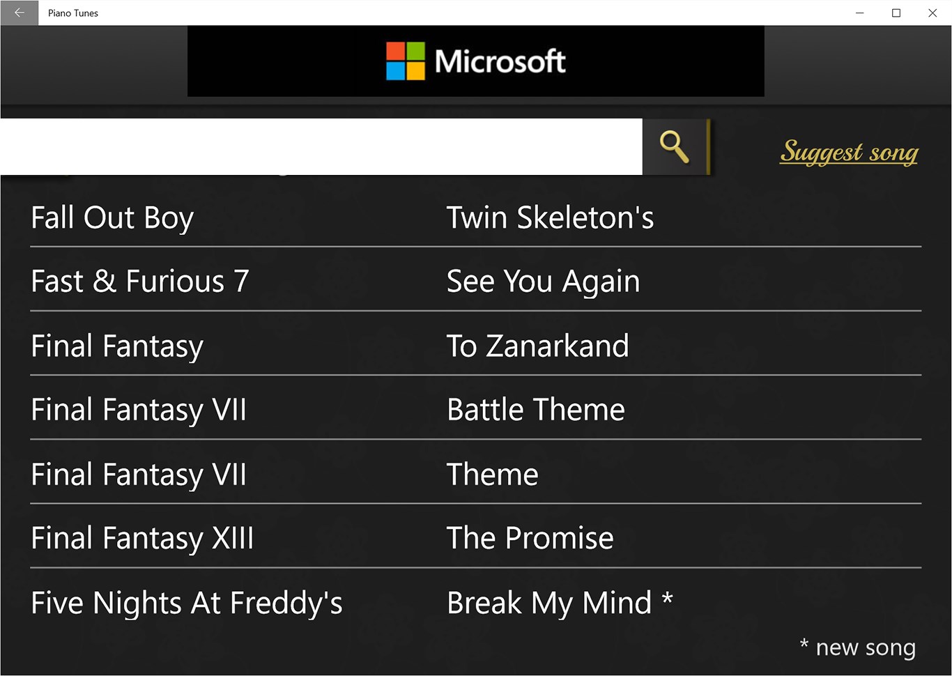 Piano Tunes Universal Windows Apps Appagg - how to play megalovania on piano on roblox piano keyboard v11