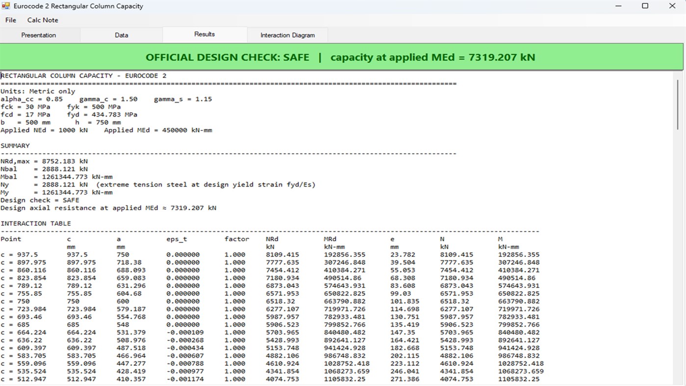 #3. EUROCODE2-RECTANGULAR COLUMN CAPACITY (Windows) di: BSAIBES Engineering