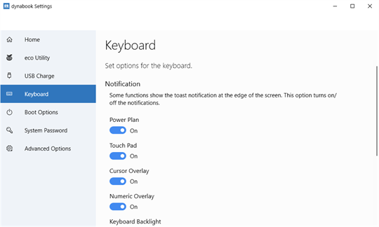 dynabook Settings screenshot 4