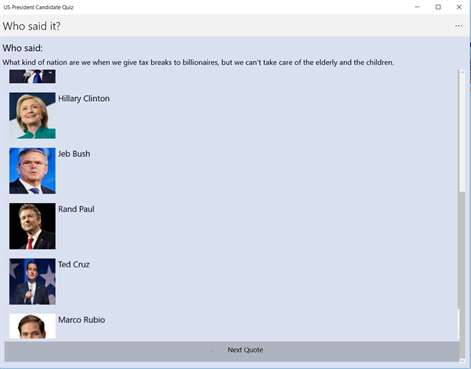 US President Candidate Quiz Screenshots 1