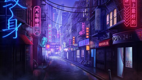 AAA Dynamic Scenes - Cyber Chinatown Alley Dynamic Scene