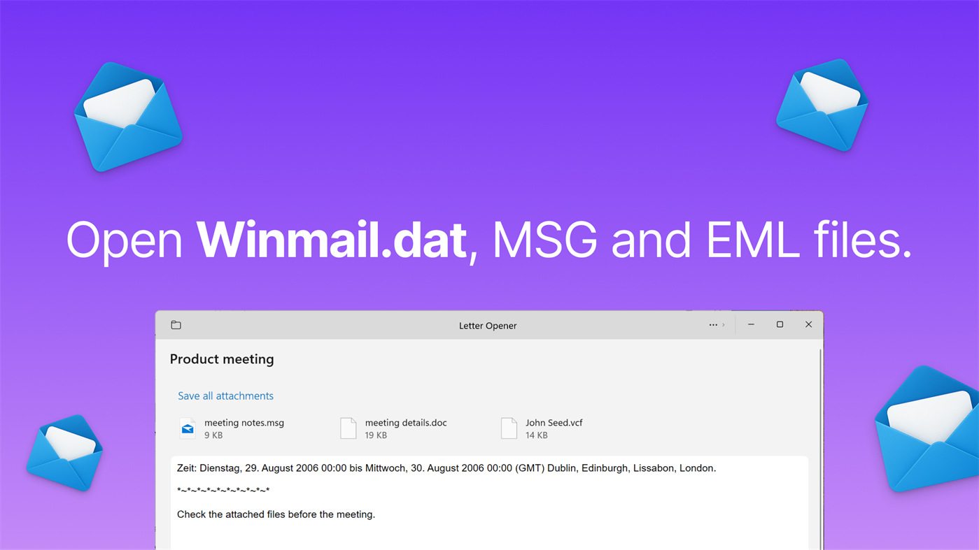 #2. Winmail, MSG, EML Viewer - Letter Opener (Windows) Ved: Letter Opener GmbH