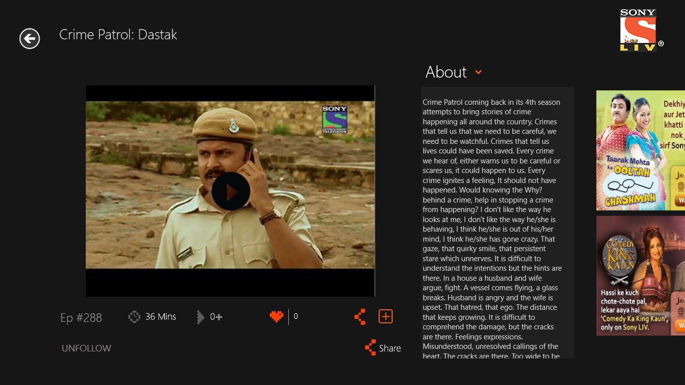 Sony LIV for Windows 10