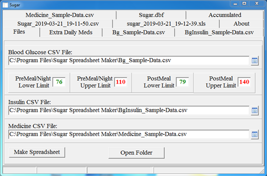 Sugar Spreadsheet Maker for Data Exported from iGluco screenshot 1