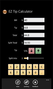 EZ Tip Calculator screenshot 1