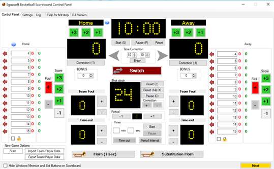Eguasoft Basketball Scoreboard screenshot 1