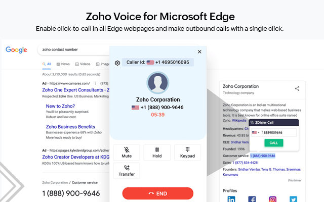 ZDialer - Zoho Voice Extension