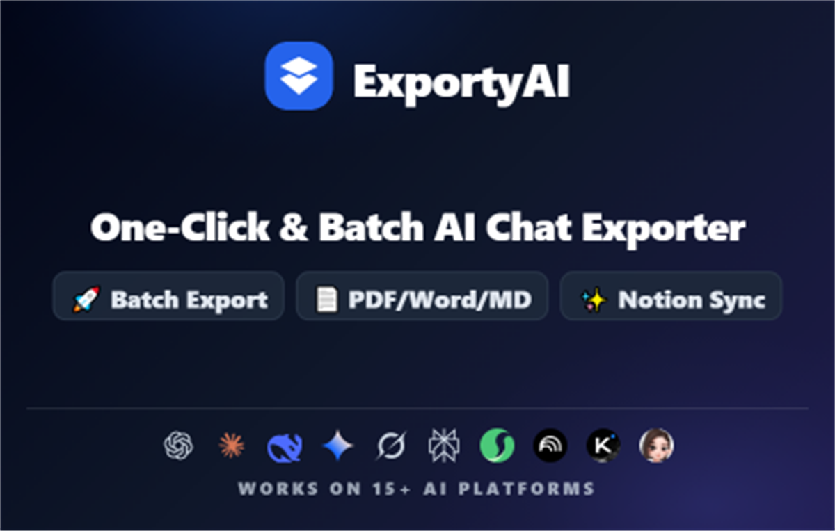ExportyAI: Batch Export DeepSeek to PDF/Word/MD & Notion