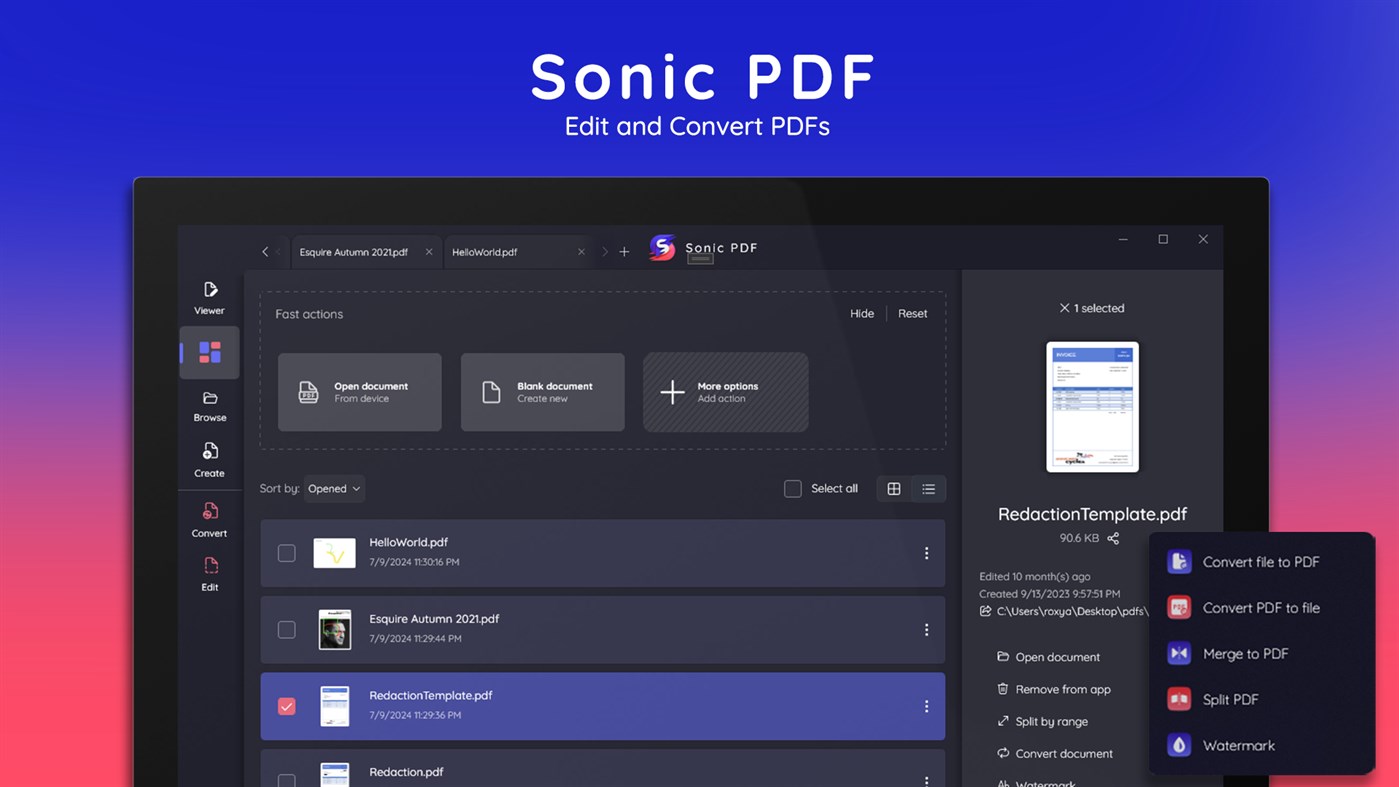 #1. Sonic PDF - Fast PDF Editor & Converter (Windows) Göre: RoxyApps