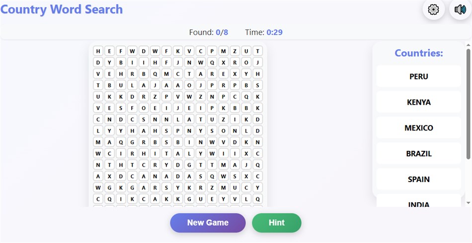 Country Word Search (Windows) By: Trawivo