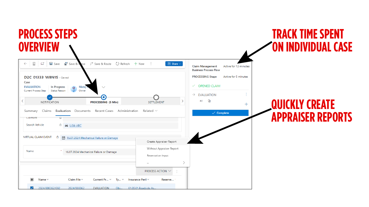 Snapshot 2 of IN2 Claims for Dynamics 365