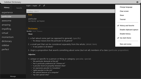 Sidebar Dictionary Screenshots 1