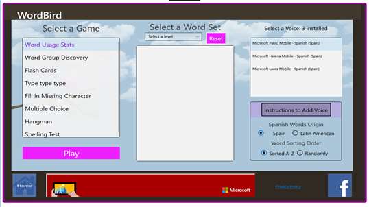 Build Spanish Vocabulary using WordBird 10 screenshot 1