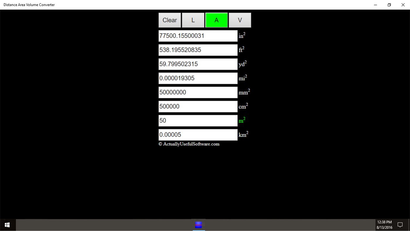 #2. Distance Area Volume Converter (Windows) Podle: ActuallyUsefulSoftware.com