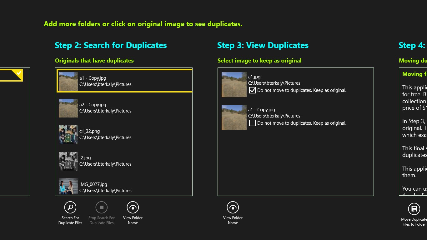 This screen shows you browsing the duplicates to verify they exist.