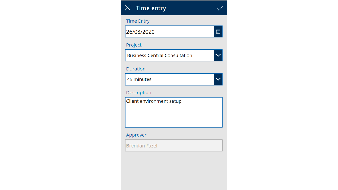 Snapshot 4 of Timesheet PowerApp