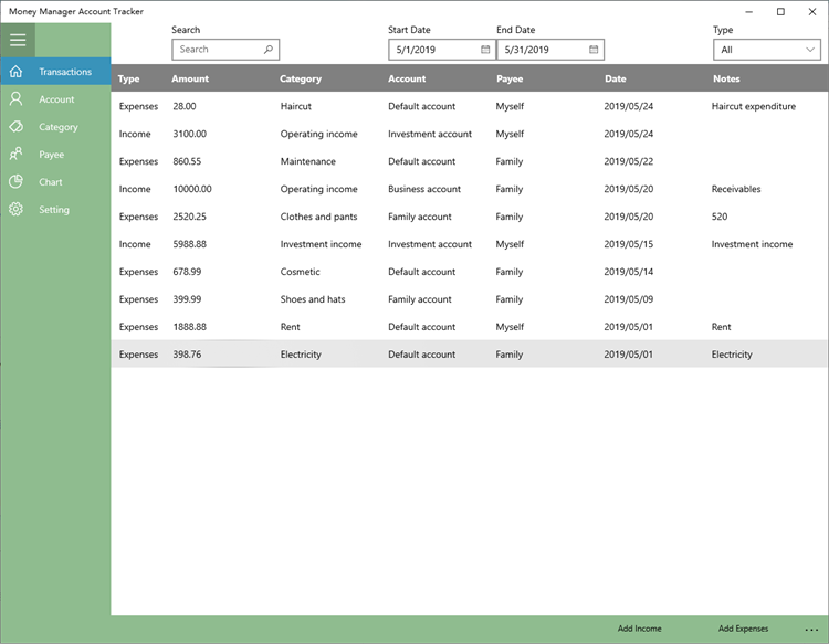Money Manager Account Tracker - Personal Finance, Income & Expense Tracking - PC - (Windows)