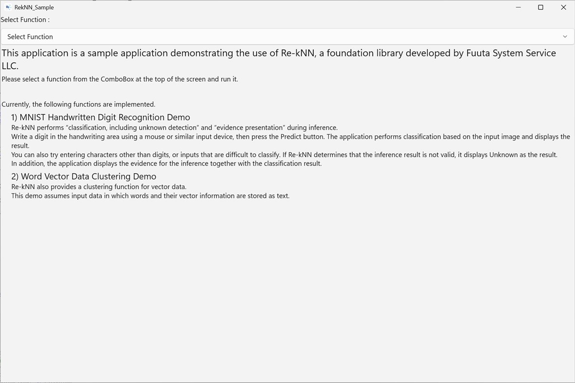 #1. Re-kNN Sample (Windows) By: Fuuta System Service LLC.