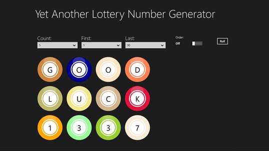 Yet Another Lottery Number Generator screenshot 1