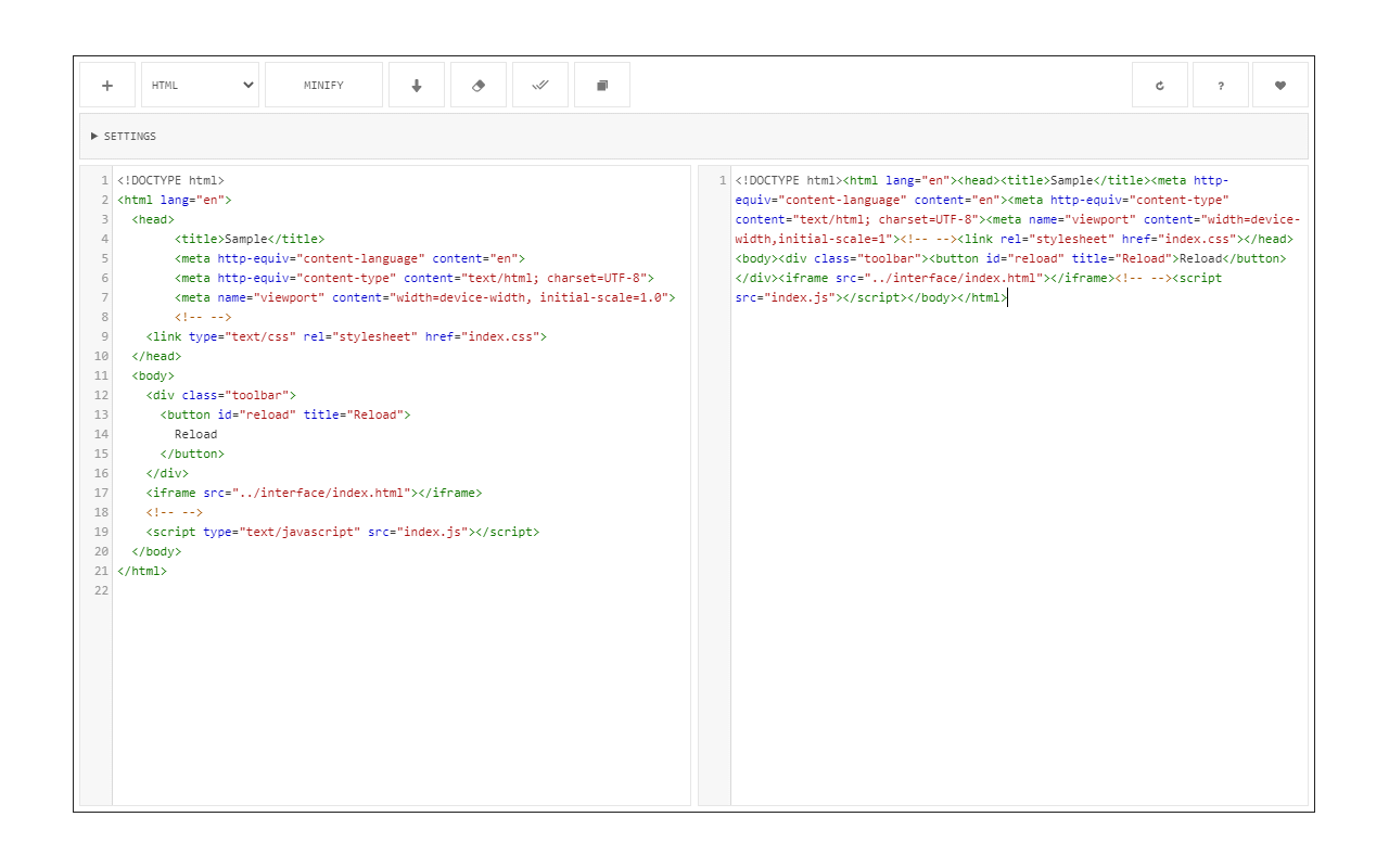Code Minifier (JS, CSS, HTML)