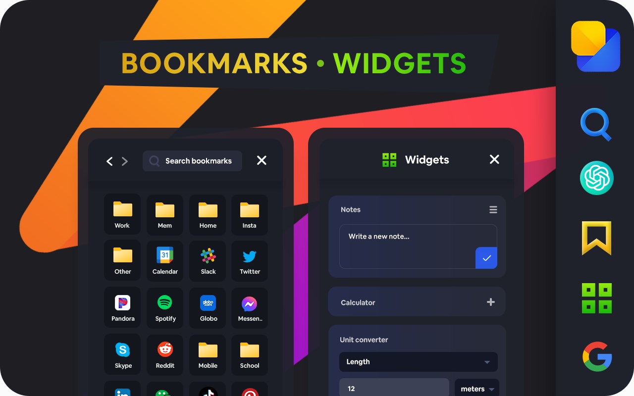 Sidebarr - chatgpt, bookmarks, apps and more