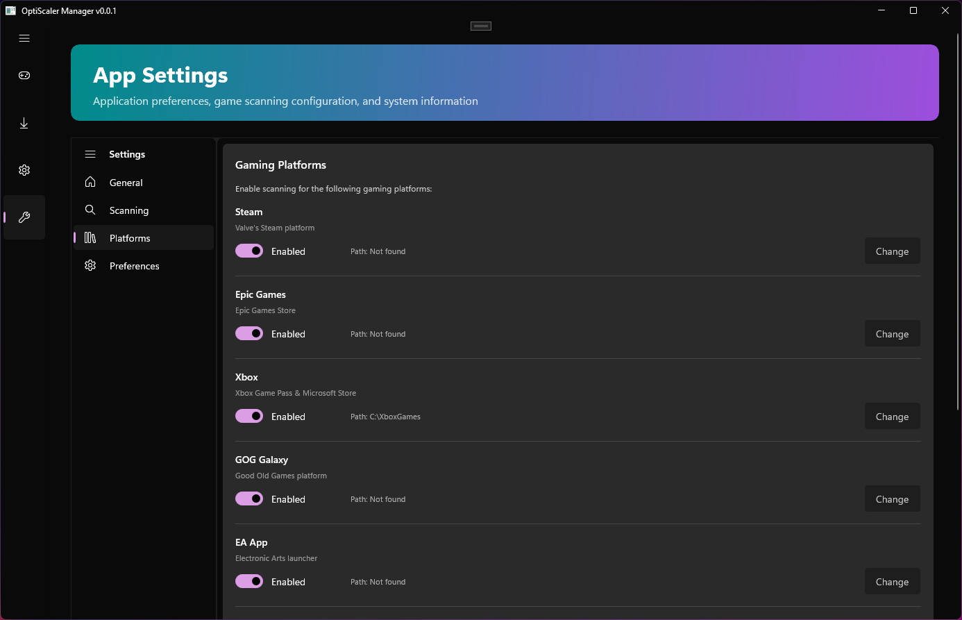 OptiScaler Manager screenshot