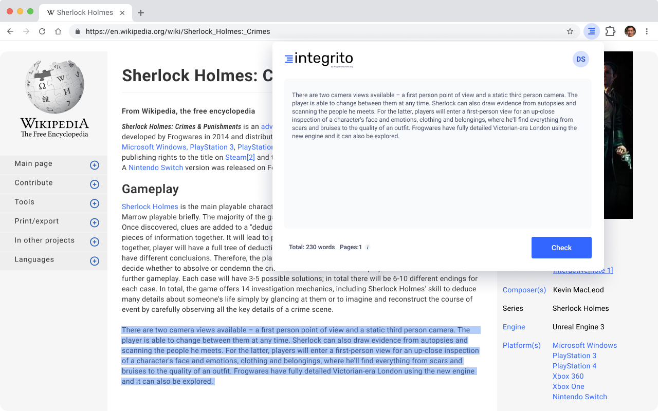 Integrito — Analyze Text, Check Plagiarism&AI